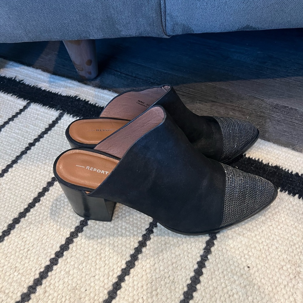 Report Black and Gray Mules Sleek Design